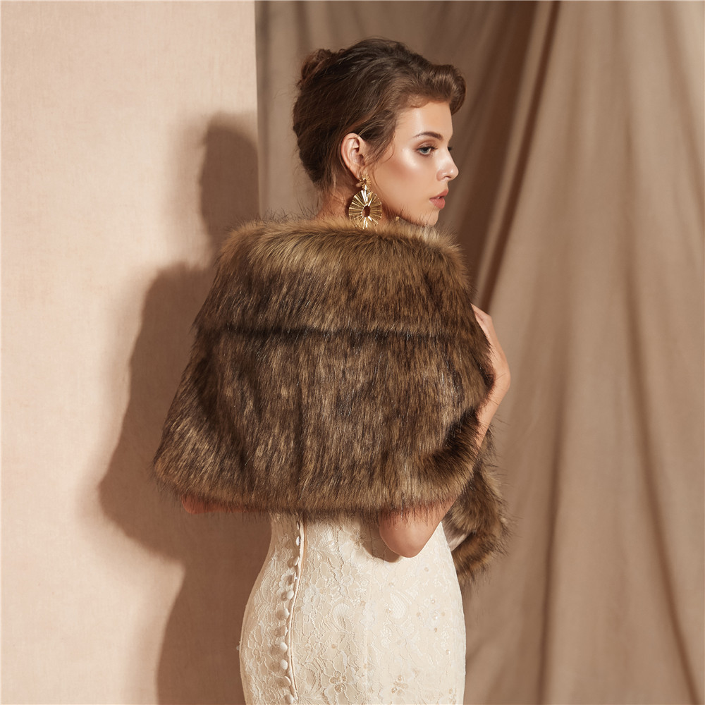 Faux Fur Wrap Shrug Stole Wedding Shawl Winter Bridal  Cover up